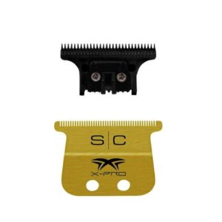 REPLACEMENT FIXED GOLD TITANIUM X-PRO WIDE HAIR TRIMMER BLADE WITH BLACK DIAMOND CARBON DLC THE ONE CUTTER SET